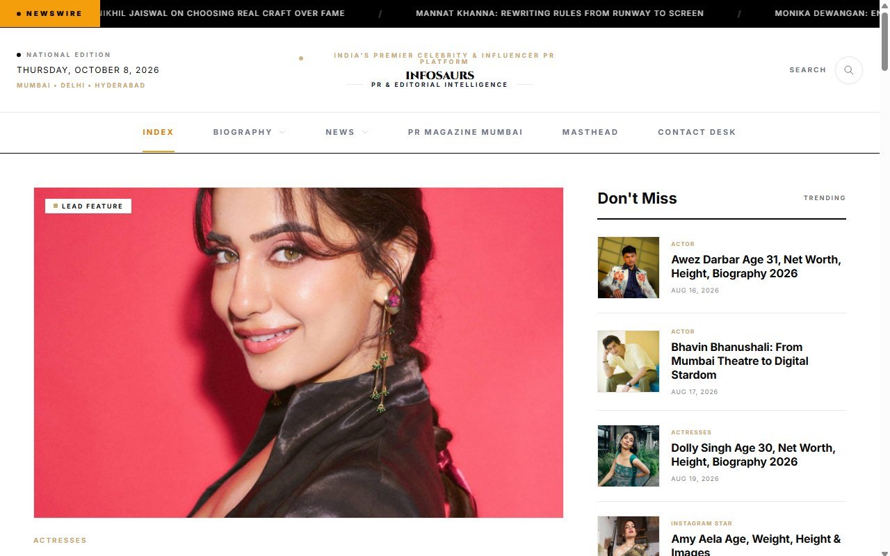 Infosaurs Celebrity PR and Biographies Platform Design