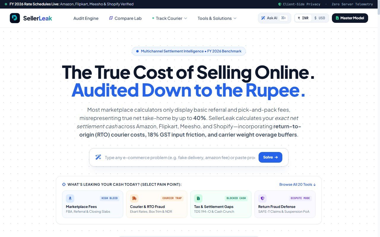 SellerLeak E-Commerce Settlement and Marketplace Fee Audit Engine